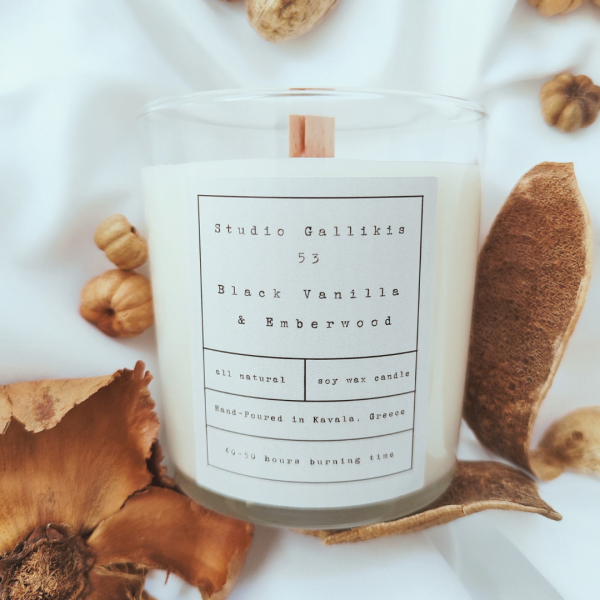 Αρωματικό Κερί Σόγιας Black Vanilla & Emberwood 240gr